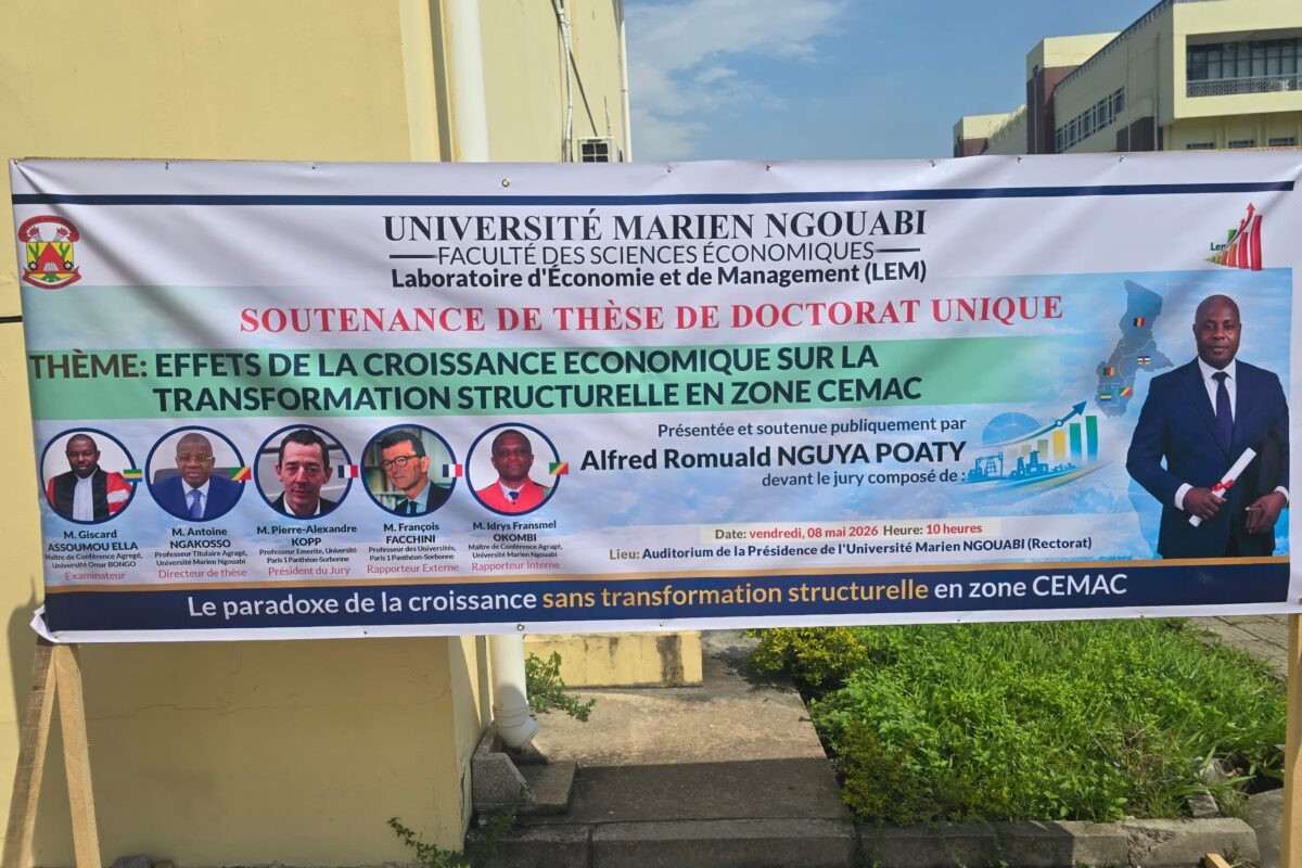 UNIVERSITÉ MARIEN NGOUABI : ALFRED ROMUALD NGUYA POATY SOUTIENT UNE THÈSE SUR LE PARADOXE DE LA CROISSANCE EN ZONE CEMAC